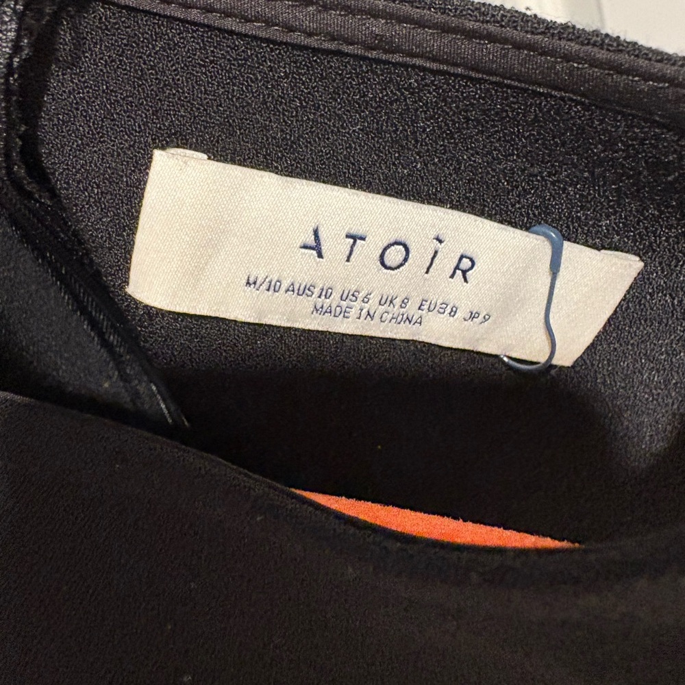 Atoir Reformation Jana Bow Dress Size 6 Slit Black and Cream Black Tie Formal - Picture 6 of 14